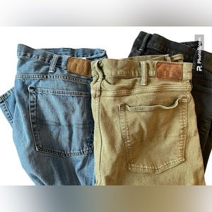 Ralph Lauren Polo Varick Jeans 40x32 LOT of Three (Green, Black, Blue)